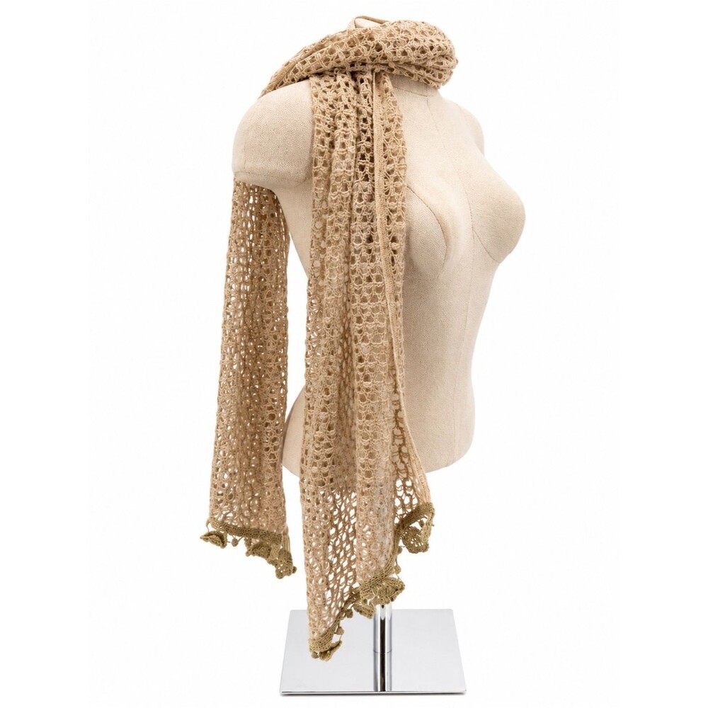 Unbranded Open Knit Crochet Scarf Accessory Boho Wrap Beige Coastal